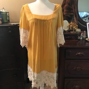 Umgee Marigold Dress Cream Lace Details NWT